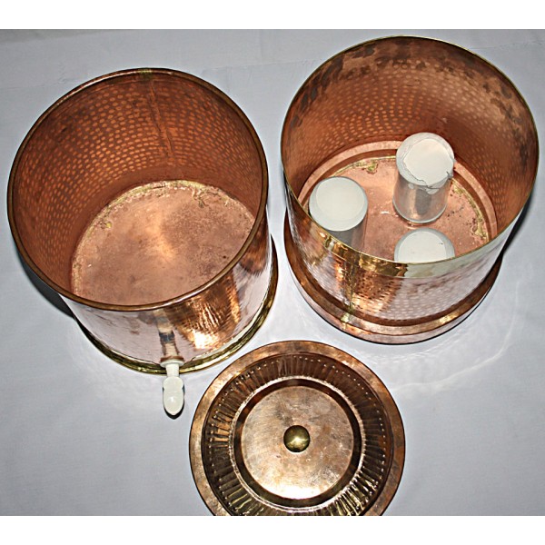 COPPER WATER FILTER WITH PURE CERAMIC CANDLES, Hand work in Nepal, murky/dirty water best